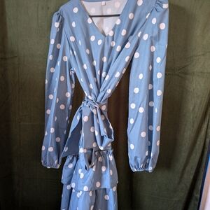 SHEIN Blue Polka Dot Dress
